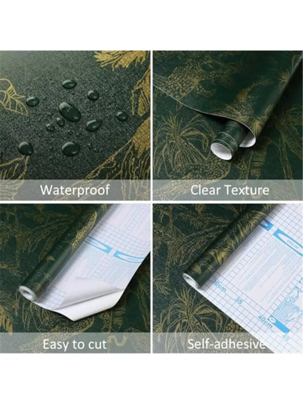 Peel Stick Jungle Wallpaper Green Gold Cheetah Crane Palm Contact Paper Decor